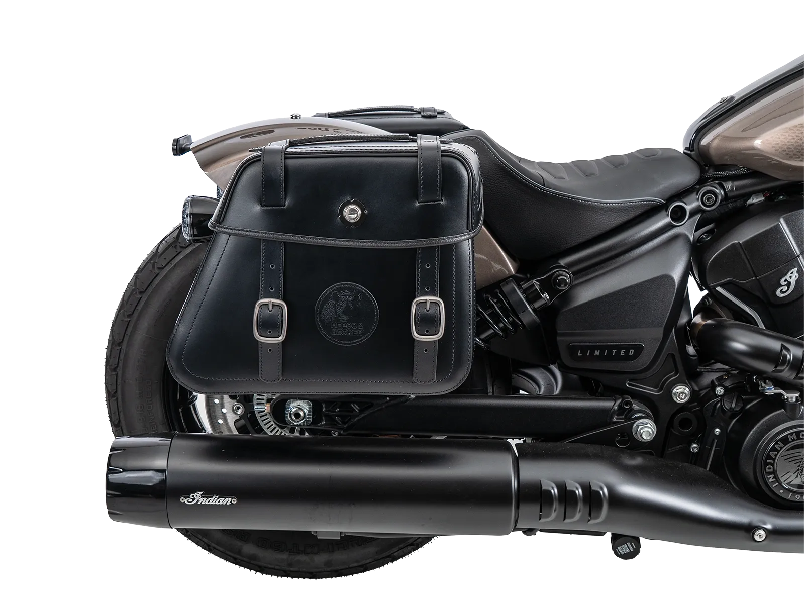 Kniptassenset zwart incl. houder voor Indian Scout Bobber 1250 (25-) Hepco & Becker