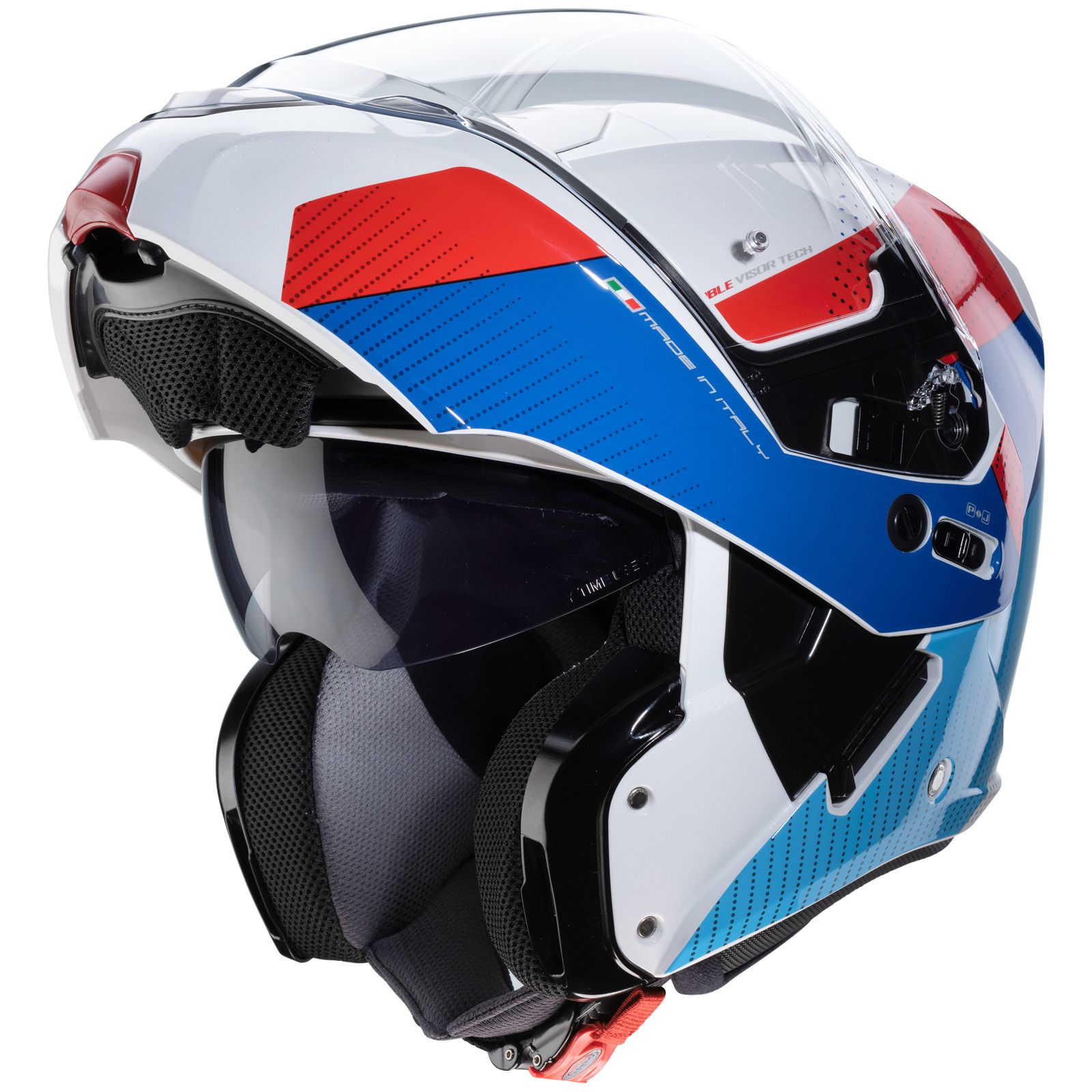 Caberg Horus Scout helm, wit metallic/rood-blauw