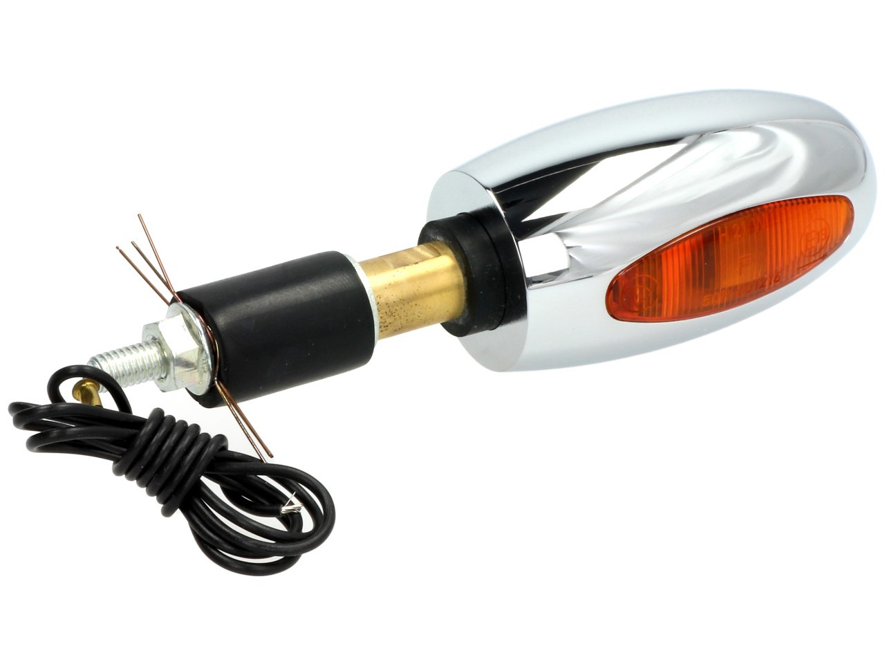 Kellermann aanwijzer, BL 1000 geel, messing, halogeen, VR/VL, 12 V, 21 W, glanzend chroom