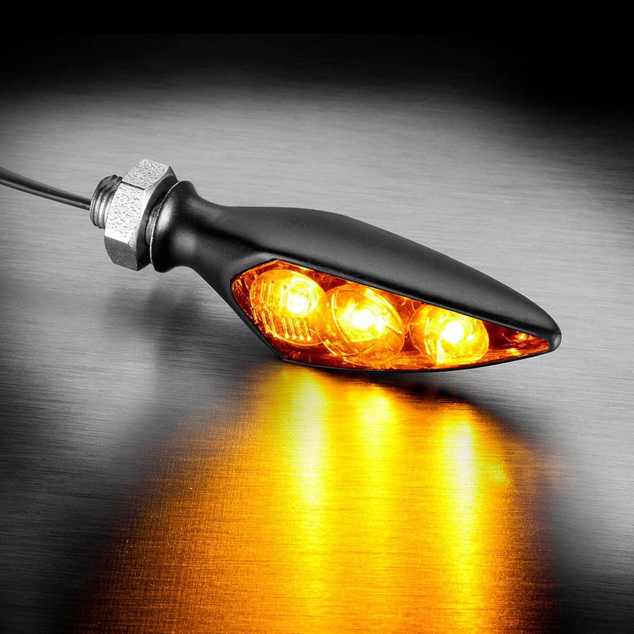 Kellermann-indicator, Rhombus S Dark, aluminium, LED, VR/HL, 12 V, zwart gesatineerd, M5x0,5x6,5