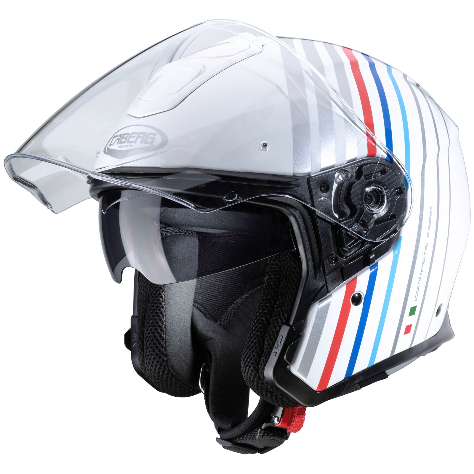 Caberg Helm Flyon Bakari, wit/zilver-blauw-rood