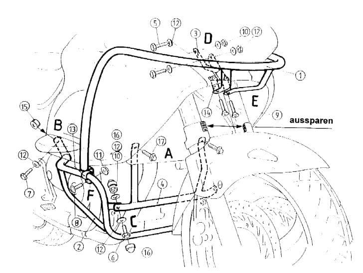 Motorbeschermer zwart voor Honda FNT 650 V Deauville (98-05) Hepco & Becker