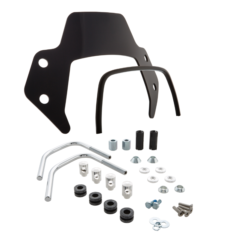 Flyscreen voor Vespa Sprint 50-150cc 2T/4T, zilveren houders, zwart getint