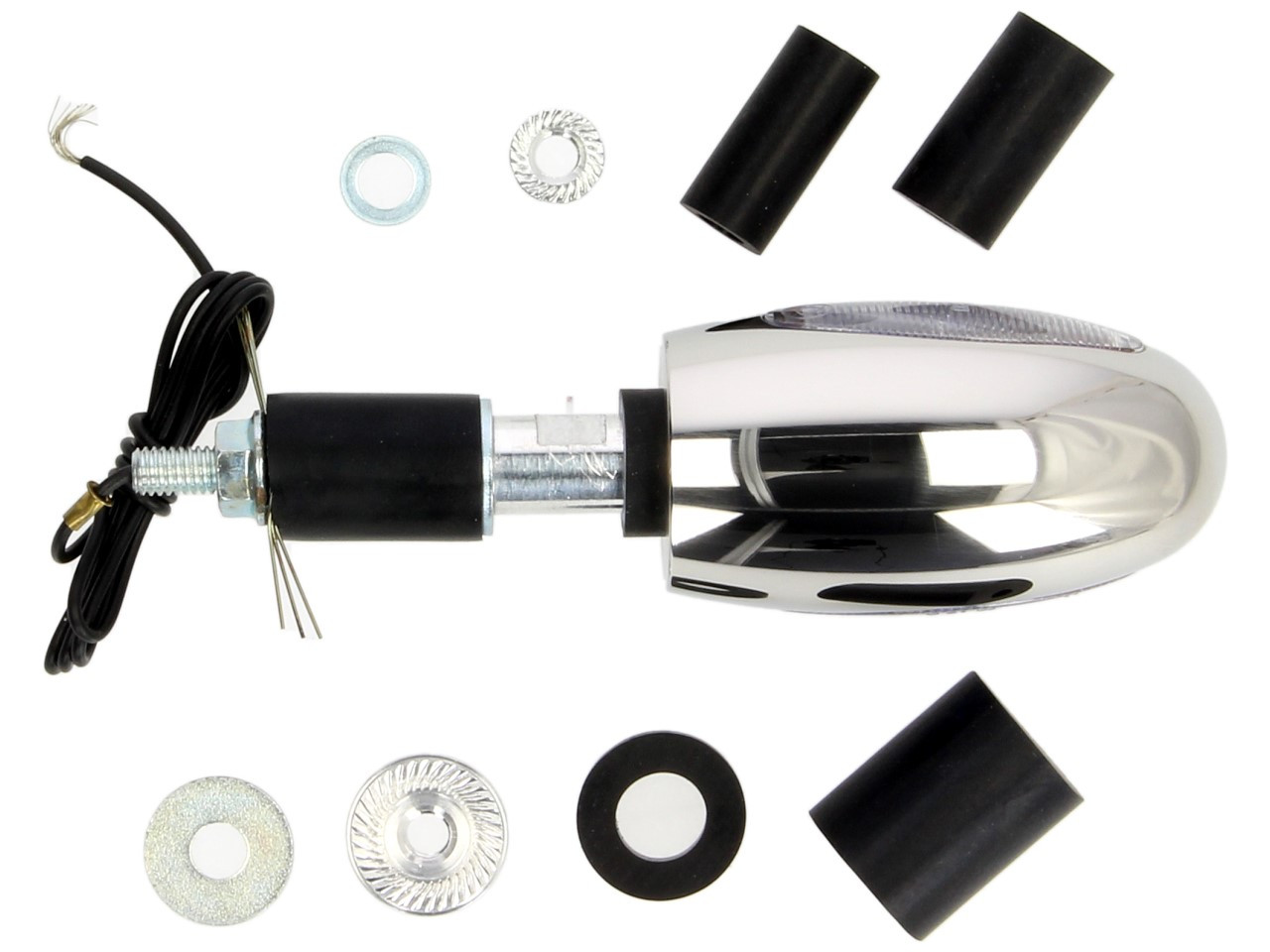 Kellermann aanwijzer, BL 1000 wit, roestvrij staal, halogeen, VR/VL, 12 V, 21 W, gepolijst zilver, glanzend