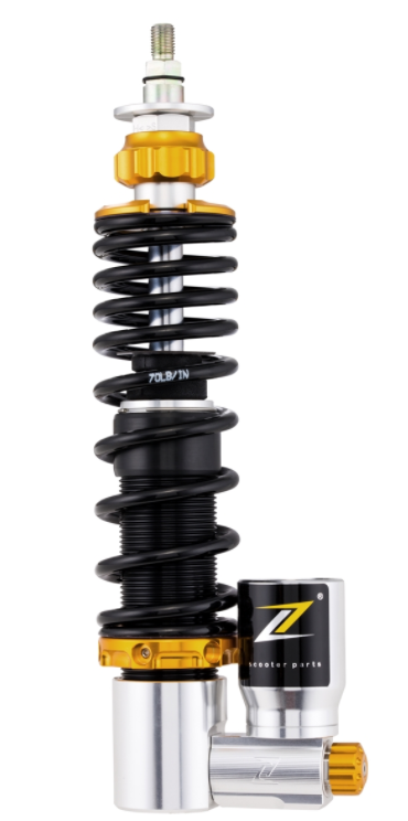 Schokdemper "Black Edition", voor Vespa Primavera/Sprint 50 -150cc ('17-), zilver/oranje/zwart