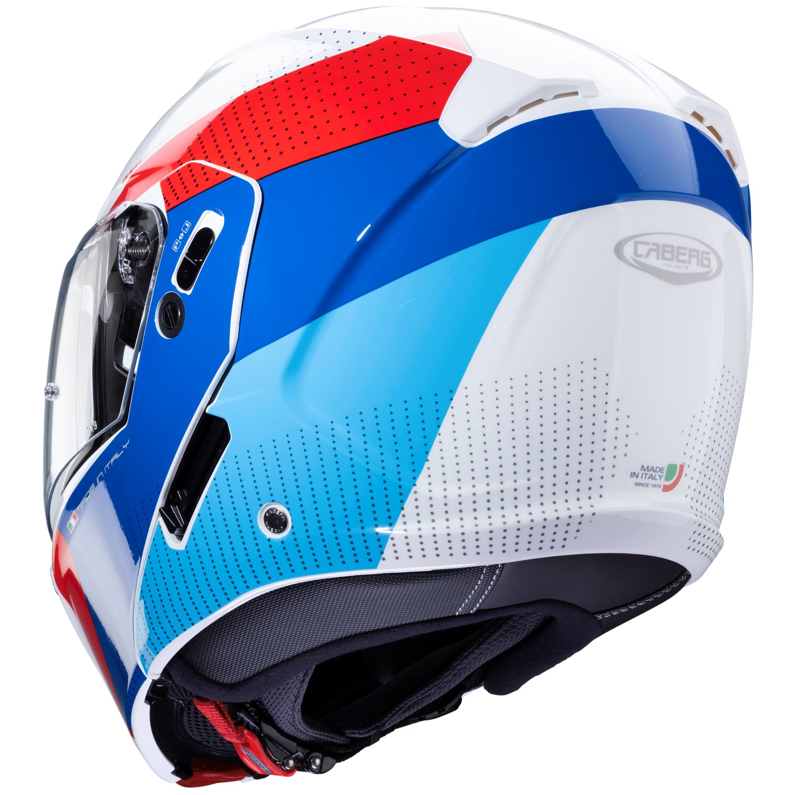 Caberg Horus Scout helm, wit metallic/rood-blauw
