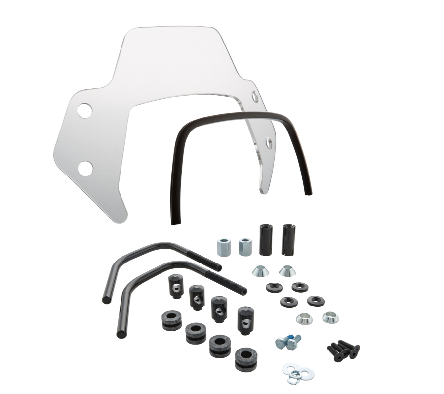 Flyscreen voor Vespa Sprint 50-150cc 2T/4T, zwarte houders, transparant
