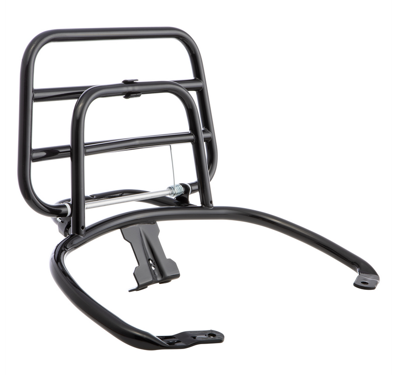 Bagagerek achteraan voor Vespa Primavera /Sprint 50-150cc, opvouwbaar, glanzend zwart
