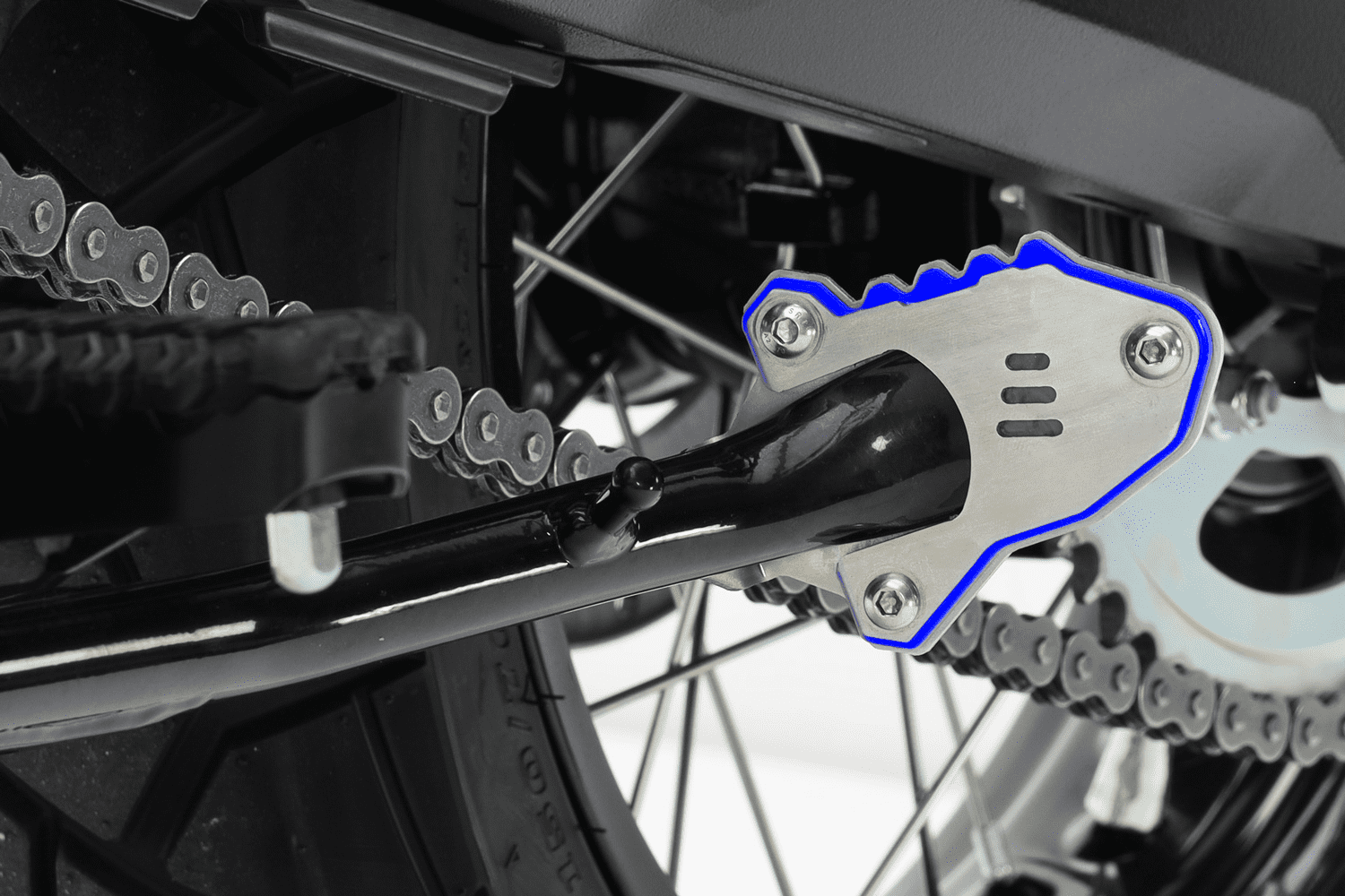 Aluminium zijstandaardplaat blauw voor Suzuki V-Strom 800 DE (23-)