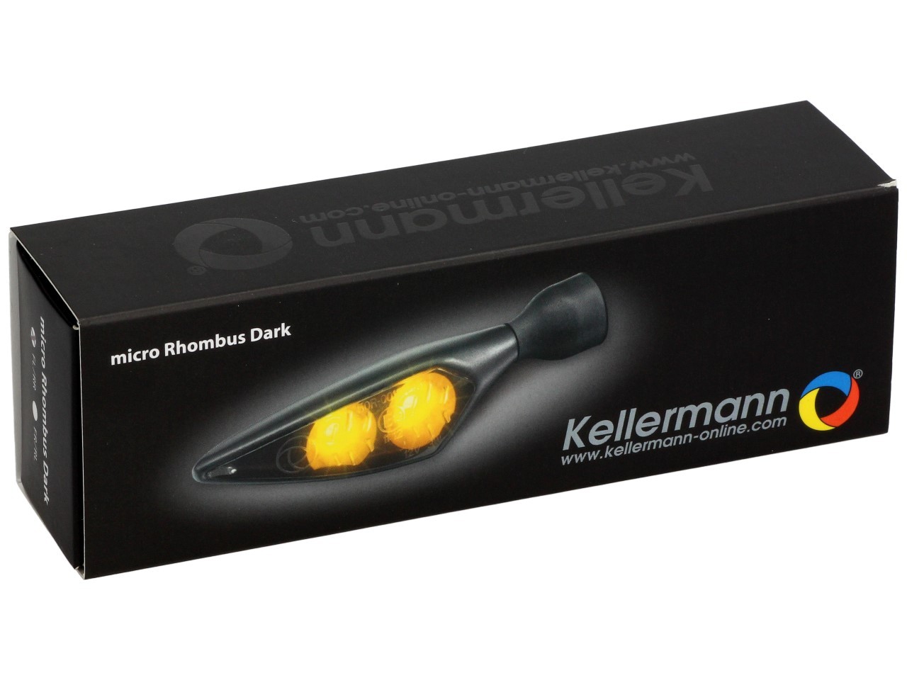 Kellermann-indicator, Rhombus Dark, staal, LED, VL/HR, 12 V, zwart gesatineerd, M8x20, E-keur