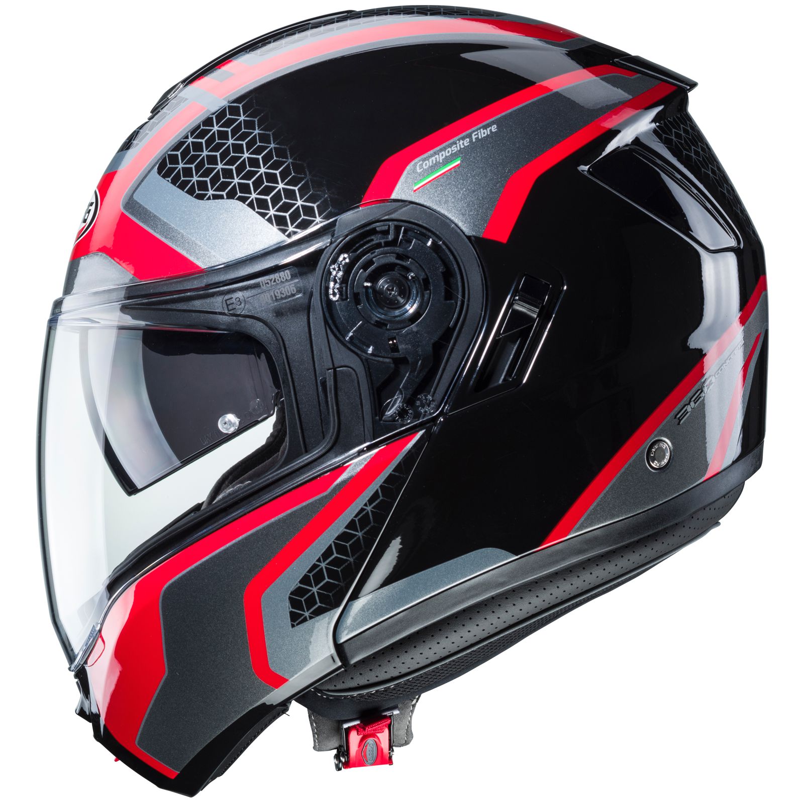 Caberg Helm Levo Sonar, zwart/rood-antraciet