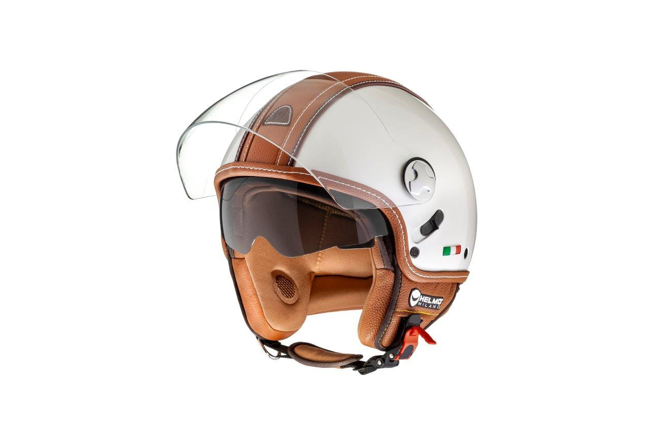 Helmo Milano PelleDura Premium wit glanzend met bruin ecoleer