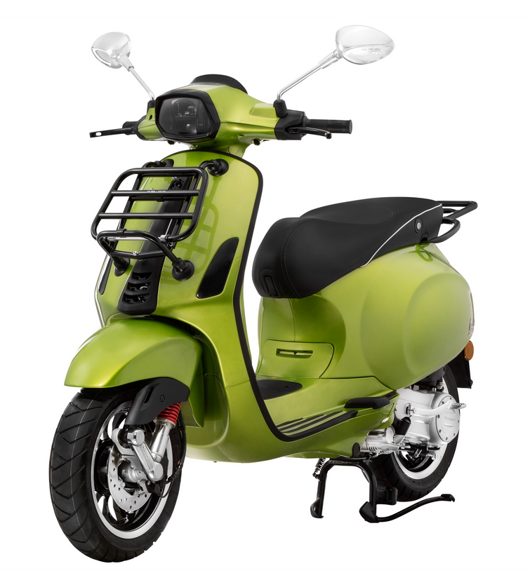 Bagagerek vooraan voor Vespa Primavera /Sprint /Elettrica 50-150ccm, opvouwbaar, glanzend zwart