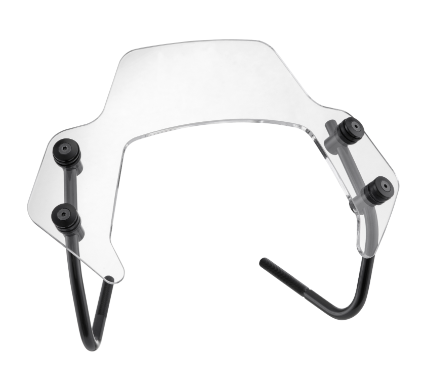 Flyscreen voor Vespa Sprint 50-150cc 2T/4T, zwarte houders, transparant