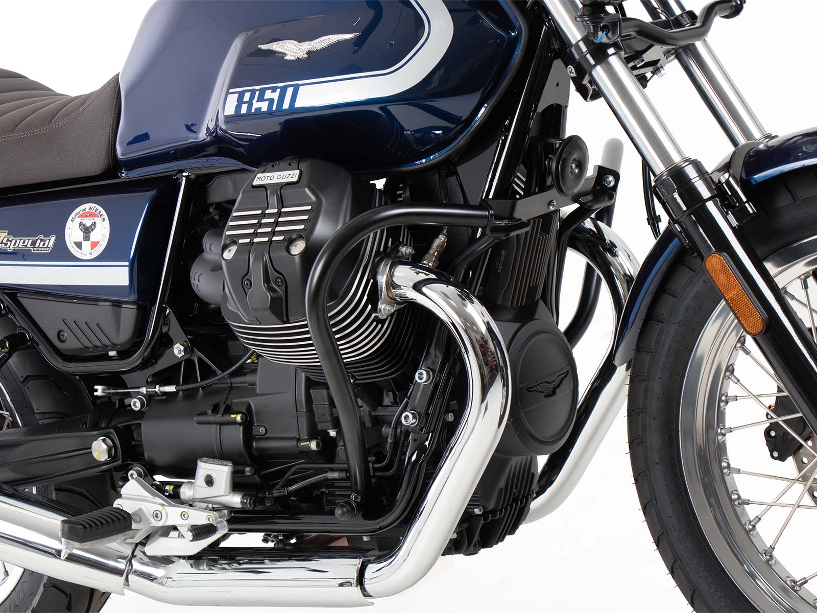 Motorbeschermer zwart voor Moto Guzzi V7 850 Stone Corsa (2024) Hepco & Becker