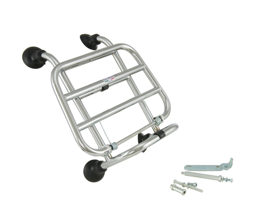 Bagagerek vooraan voor Vespa Primavera /Sprint /Elettrica 50-150ccm, opvouwbaar, chroom