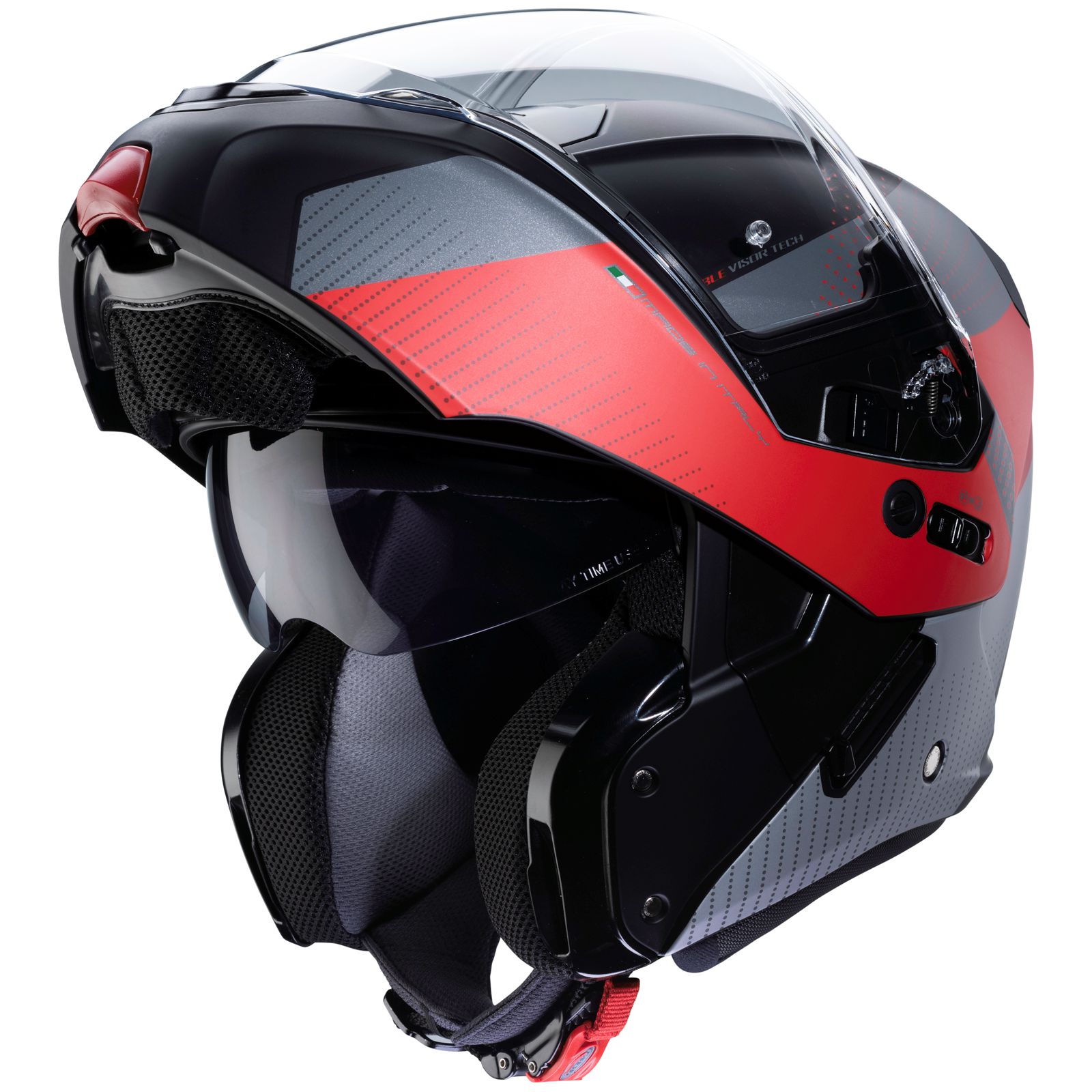 Caberg Horus Scout helm, mat zwart/fluorood-grijs