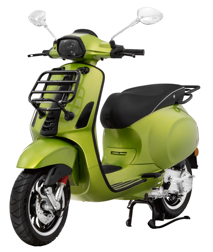 Bagagerek achteraan voor Vespa Primavera /Sprint /Elettrica 50-150cc, glanzend zwart