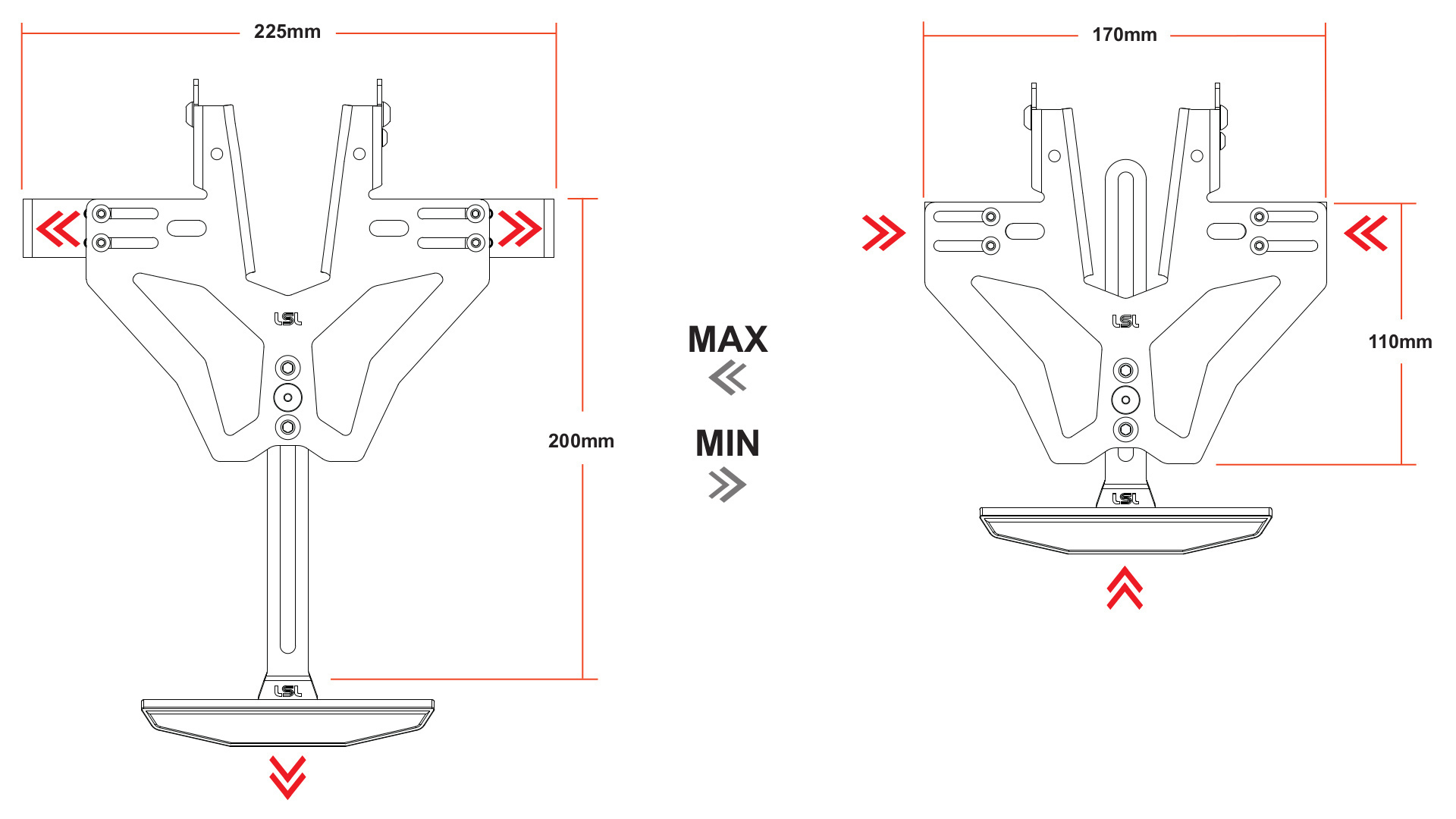 Korte kentekenplaathouder incl. kentekenplaatverlichting voor KTM 125 Duke (17-) / 390 Duke (17-)