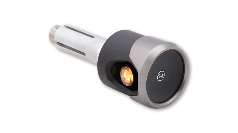 HIGHSIDER Pro Akron-Flash LED Bar End Indicatorbehuizing Zwart-Titanium / Lens Oranje (Paar), Voorkant