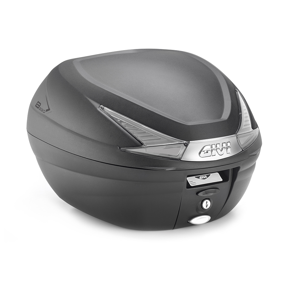 B330 TECH MONOLOCK topkoffer zwart met transparante reflectoren en plaat Givi