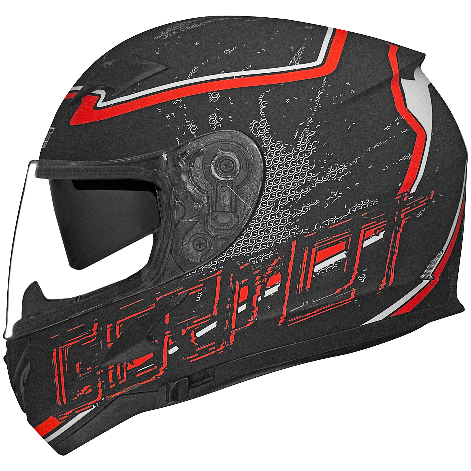 Germot GM 306 integraalhelm, mat zwart/rood