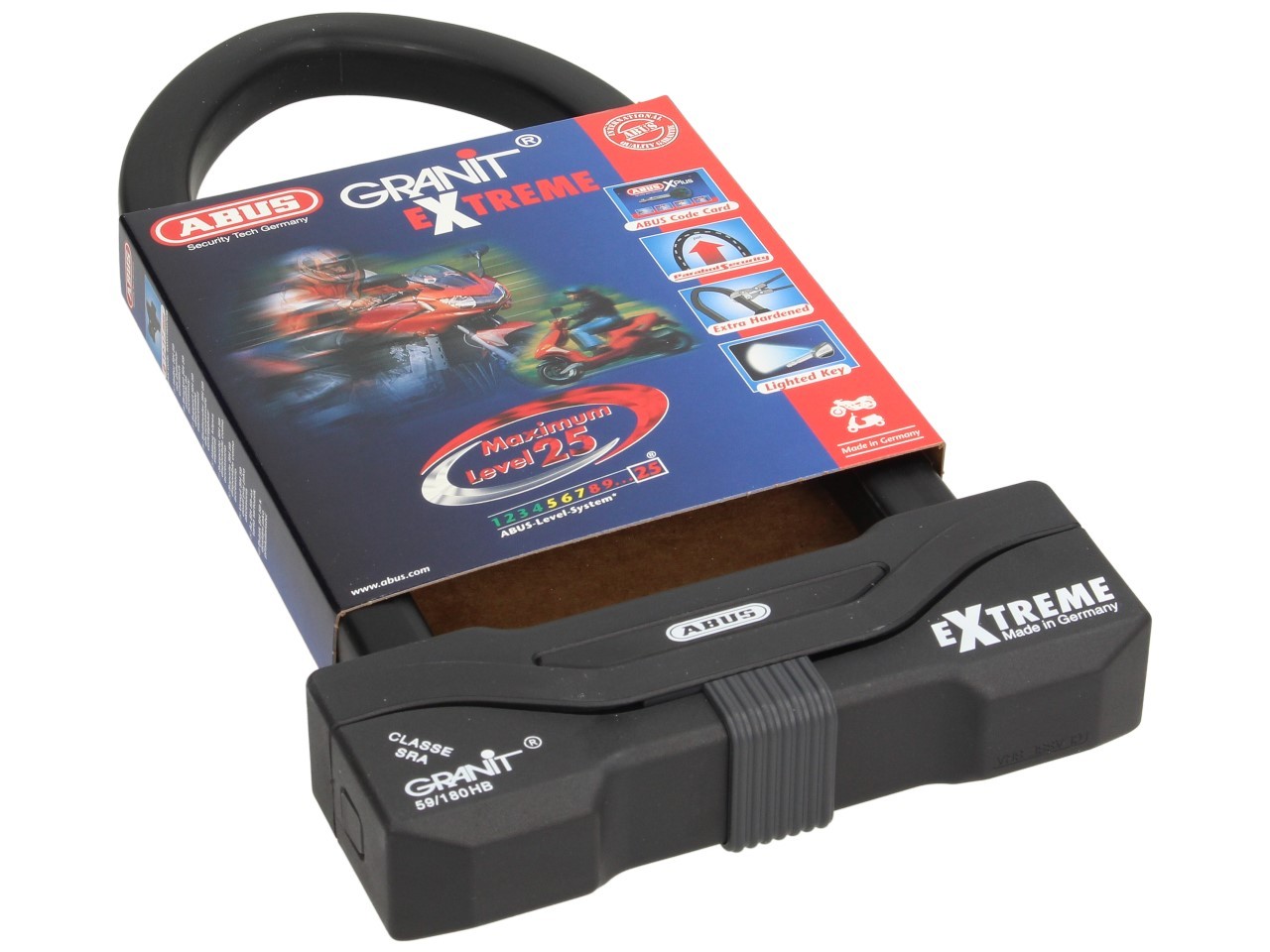 ABUS U-slot 260x111 Granit Extreme Plus 59 voor motorfiets, scooter & Vespa