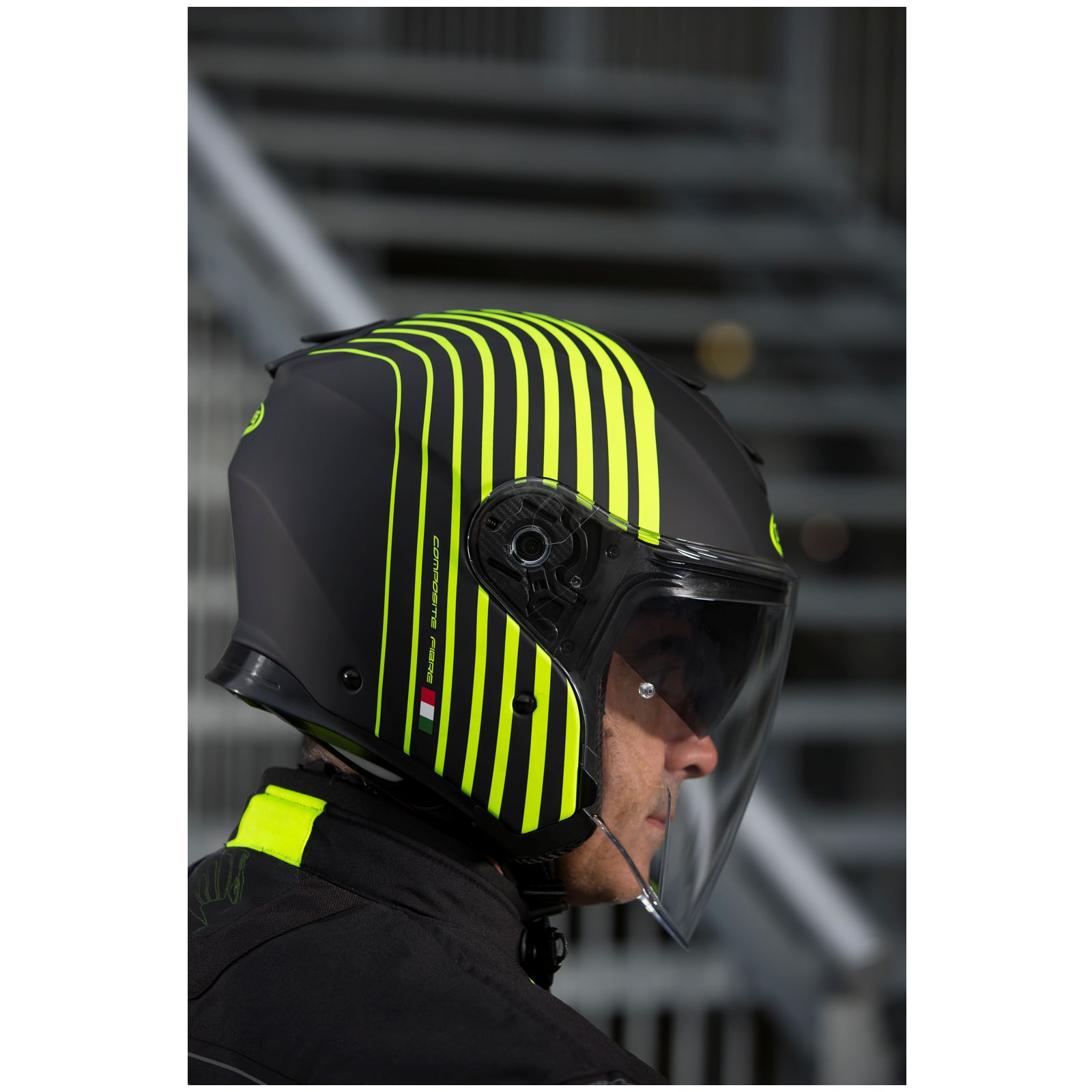 Caberg Helm Flyon Bakari, mat zwart/fluo geel