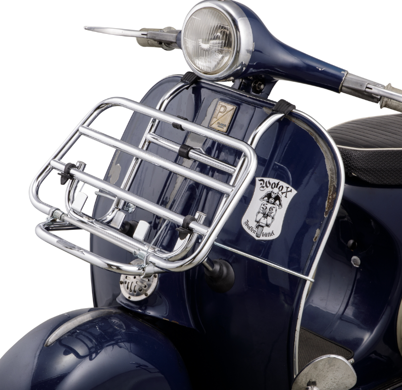 Bagagerek vooraan voor Vespa PX 80-200cc, opvouwbaar, chroom