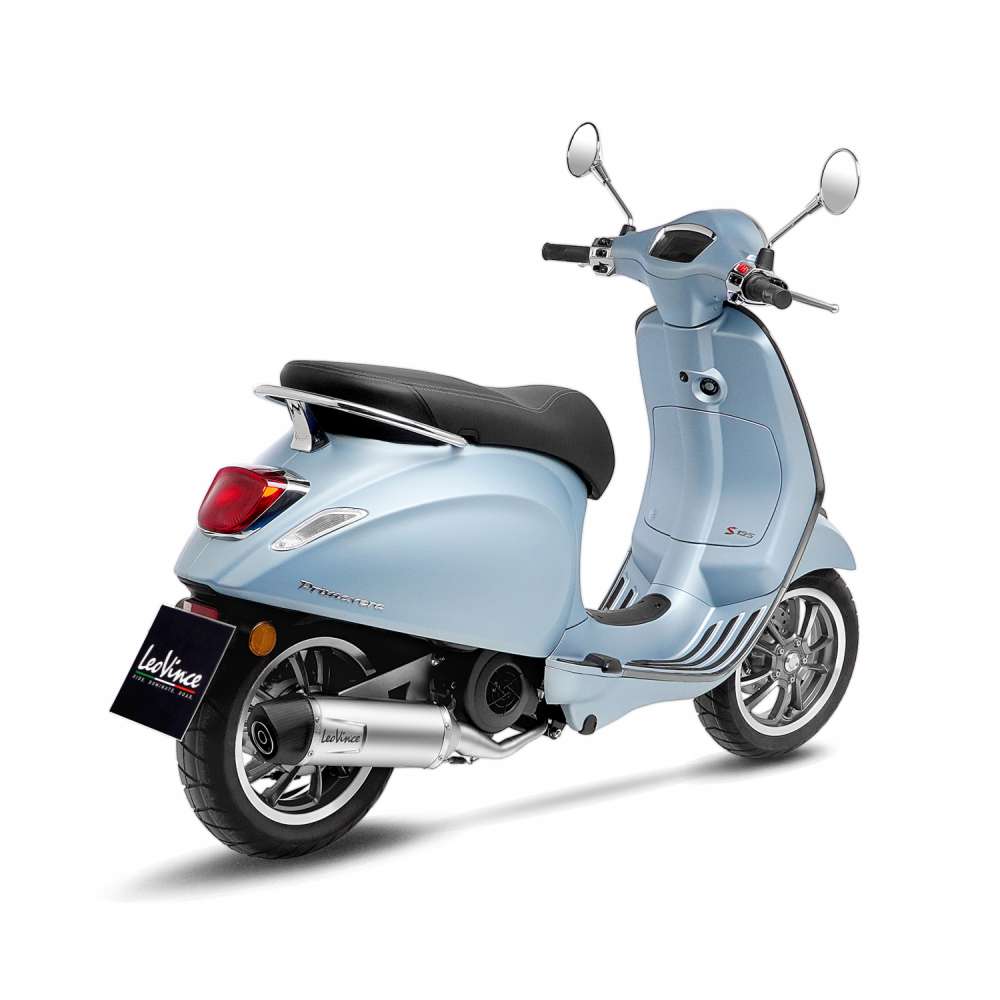 LeoVince uitlaatsysteem compleet LV One Evo voor Vespa Primavera 125, roestvrij staal zilver, E-certificaat