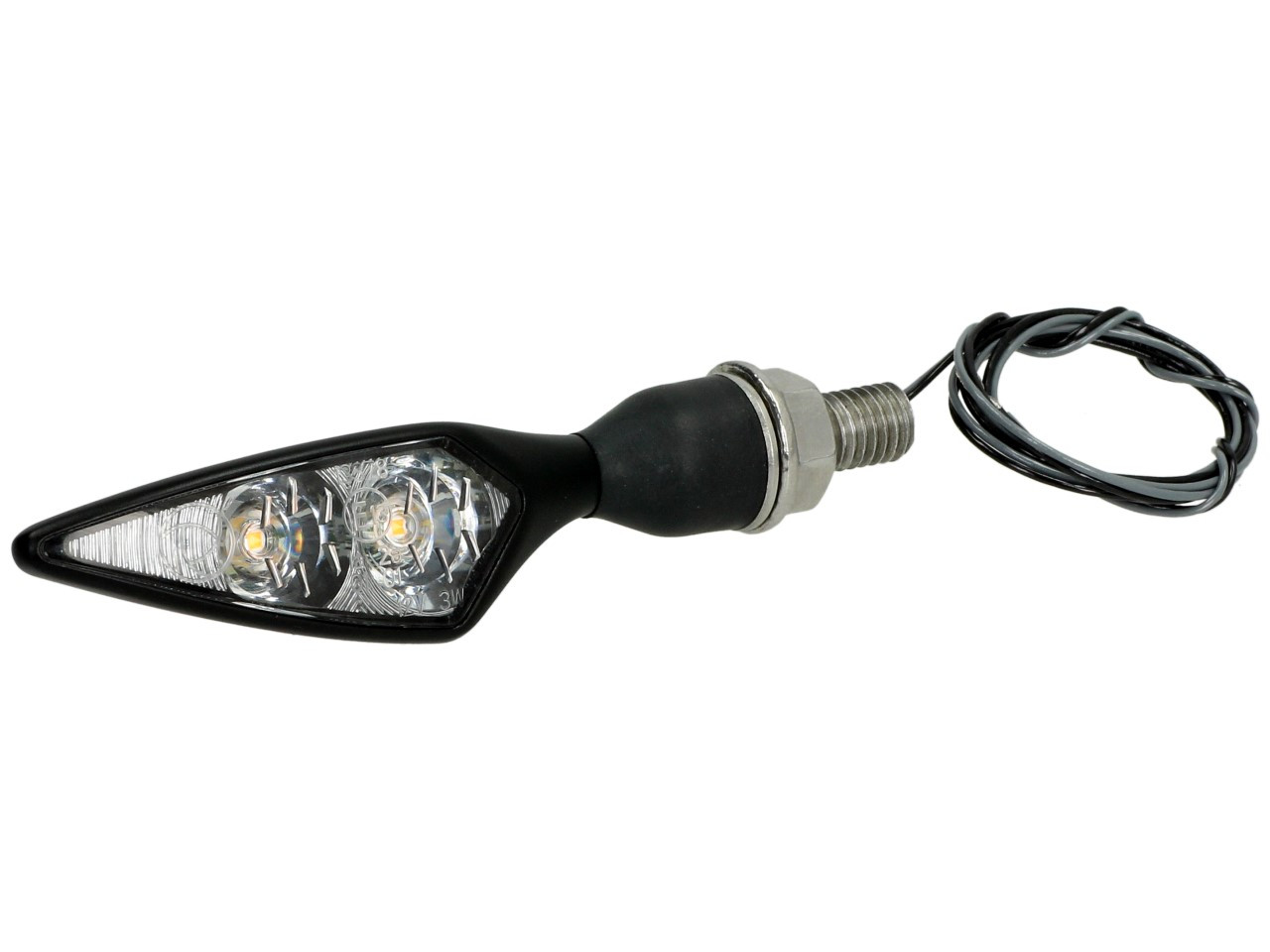 Kellermann-indicator, Rhombus Extreme, staal, LED, VR/HL, 12 V, zwart gesatineerd, M8x20, E-keurmerk