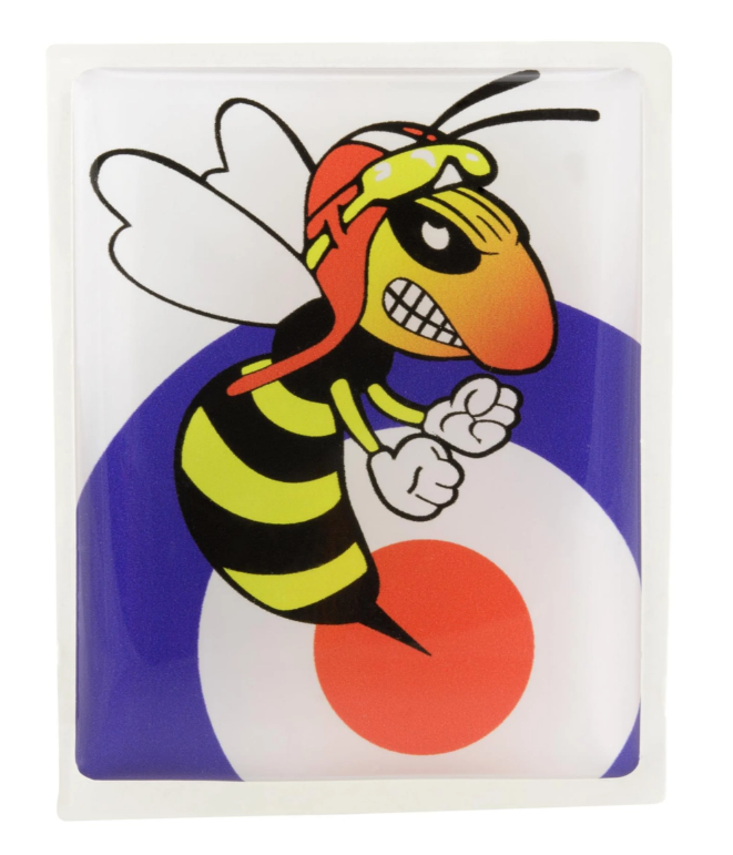 Vespa-embleem "Target boze wesp" 4-hoekig cascade, blauw/wit/rood