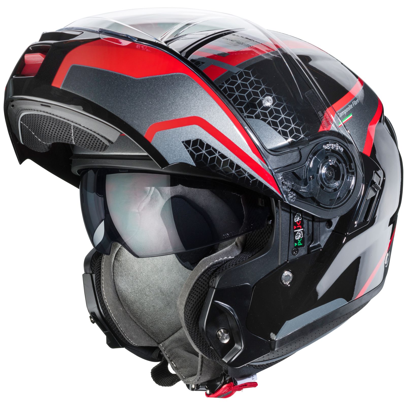 Caberg Helm Levo Sonar, zwart/rood-antraciet
