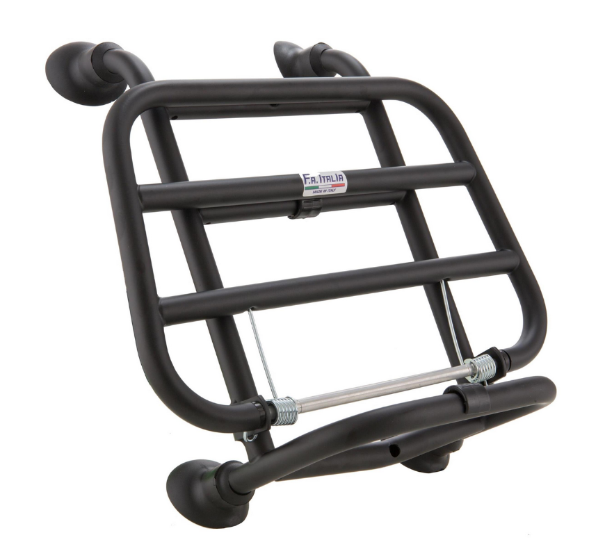 Bagagerek vooraan voor Vespa Primavera /Sprint /Elettrica 50-150ccm, opvouwbaar, glanzend zwart