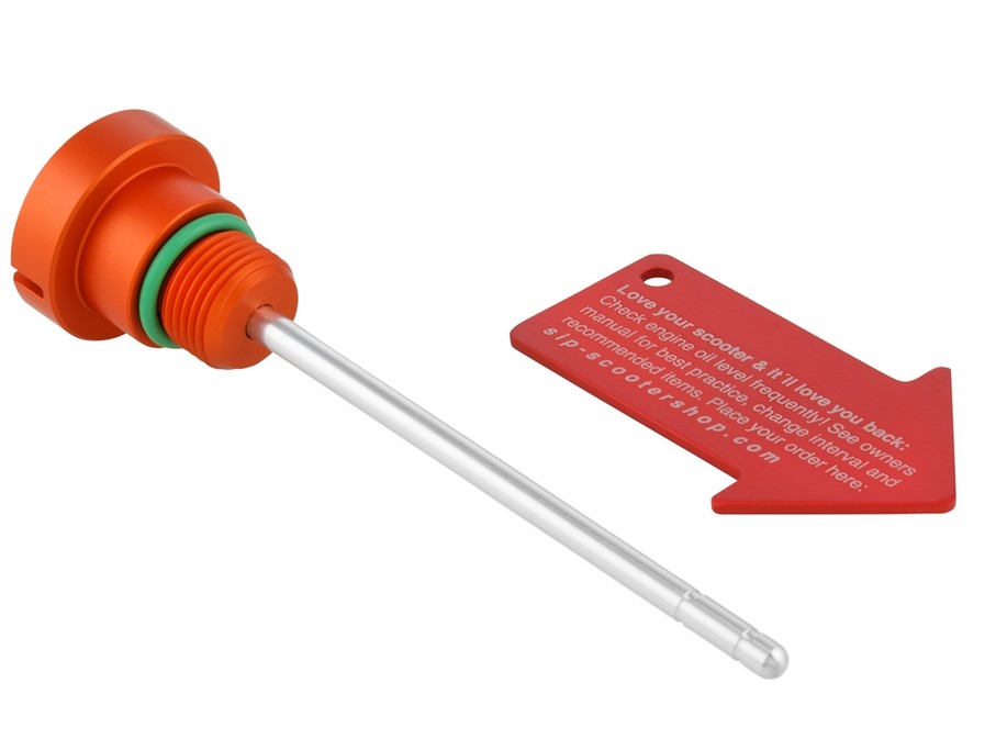 Olievulplug motorolie voor Vespa GTS/GTS Super/GTV 300cc HPE, mat oranje