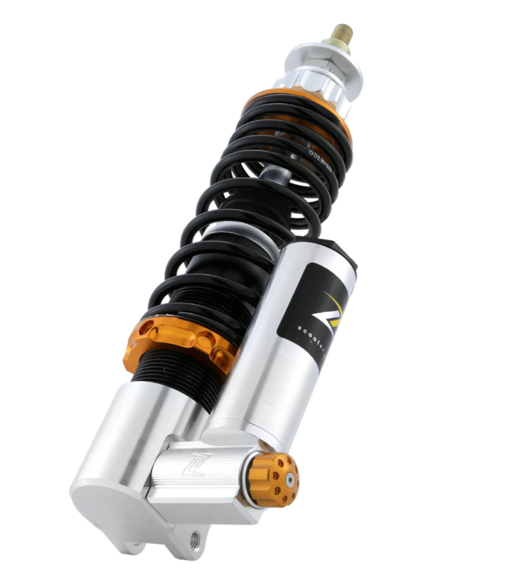 Schokdemper voor ZELIONI voor Vespa ET2/ET4/LX/LXV/S 50-150ccm, zilver/oranje/zwart
