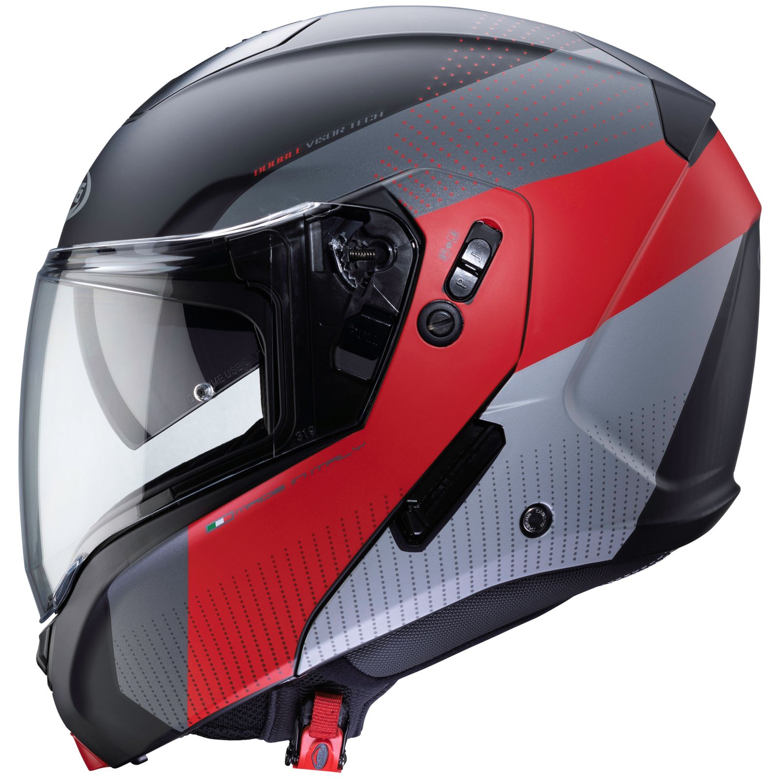 Caberg Horus Scout helm, mat zwart/fluorood-grijs