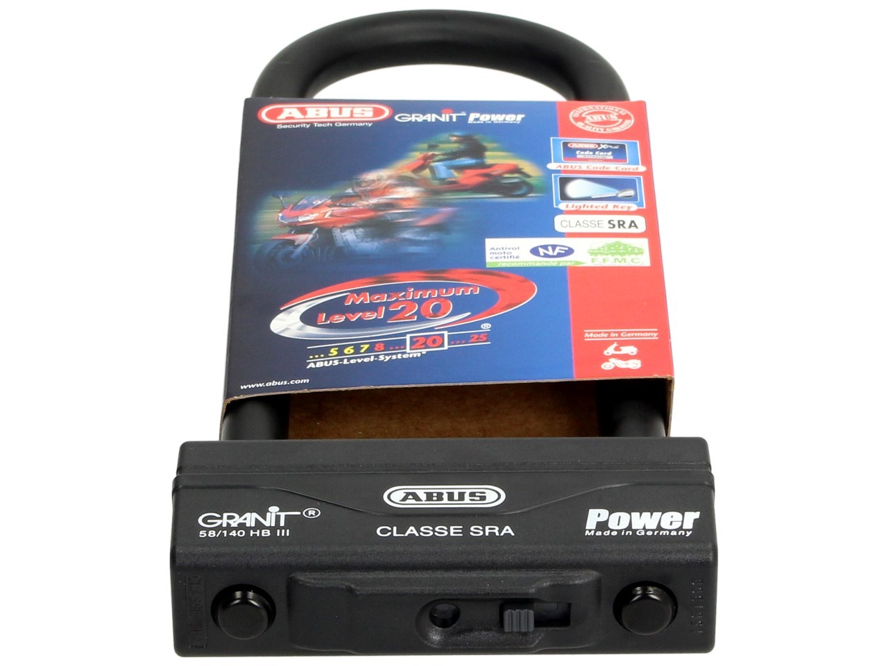 ABUS U-slot 260x83 Granit Power 58 voor motorfiets, scooter & Vespa