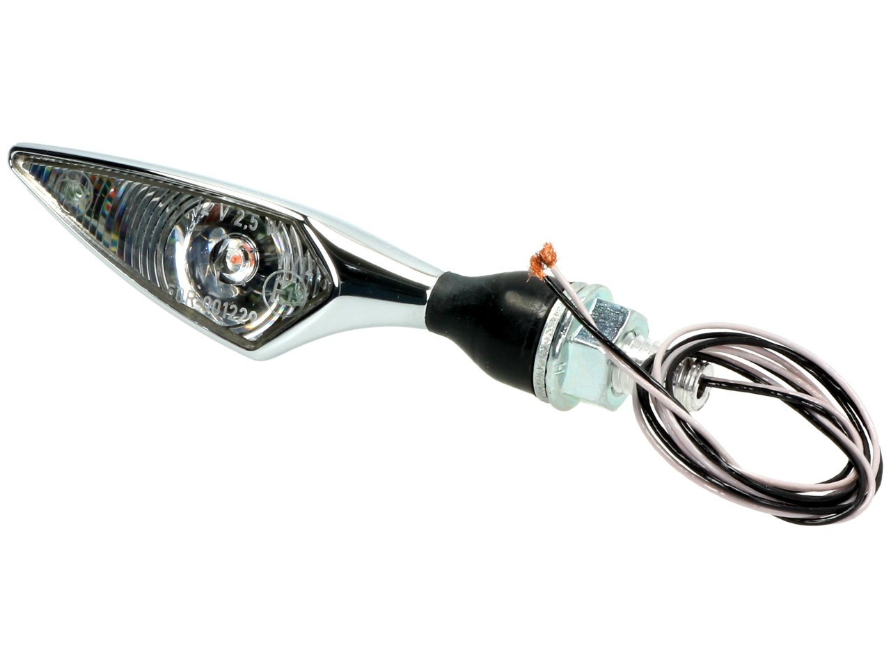 Kellermann indicator, ruit, staal, LED, VR/HL, 12 V, glanzend chroom, M8x20, E-goedgekeurd