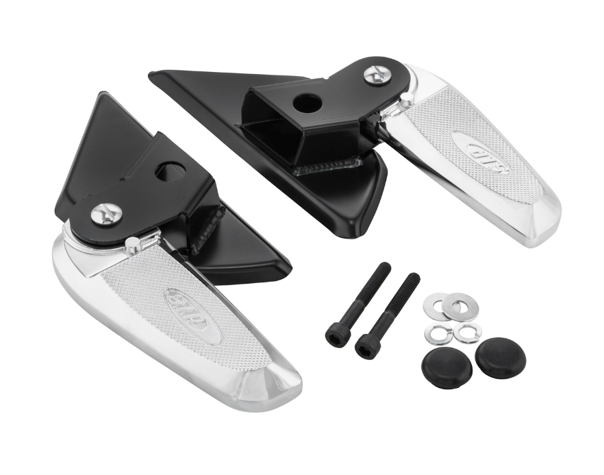 Voetsteunen rechts en links voor Vespa LX /LXV /S 50-150cc, zwart/chroom