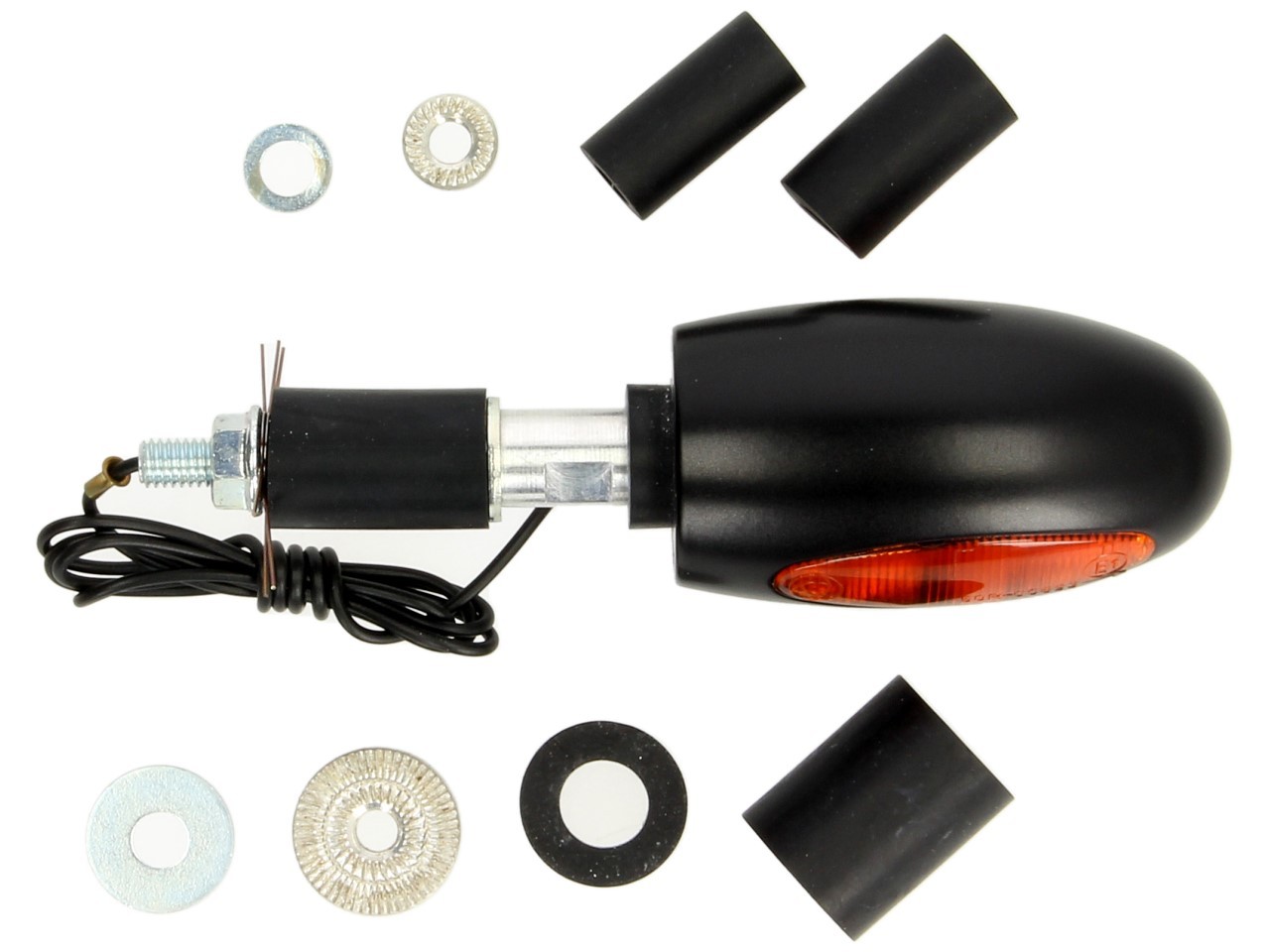 Kellermann aanwijzer, BL 1000 geel, messing, halogeen, VR/VL, 12 V, 21 W, zwart satijnglanzend