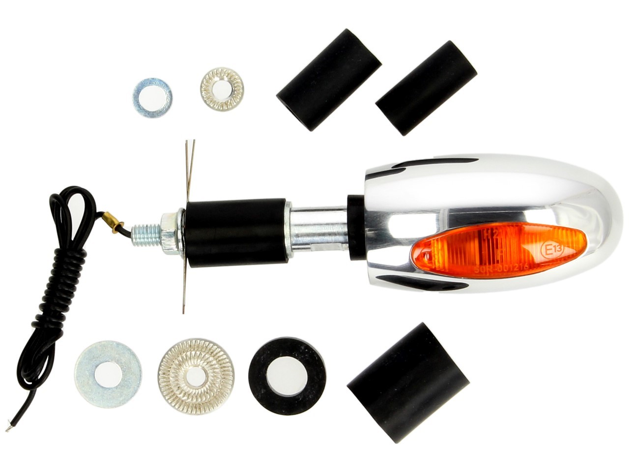 Kellermann aanwijzer, BL 1000 geel, aluminium, halogeen, VR/VL, 12 V, 21 W, gepolijst chroom, glanzend