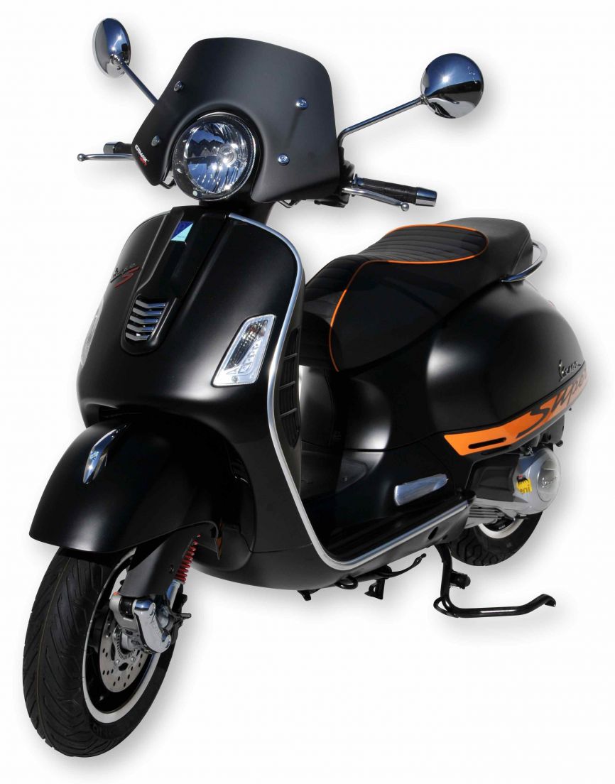 Flyscreen Piccolo voor Vespa GTS/GTS Super/GT/GT L 125-300cc, mat zwart
