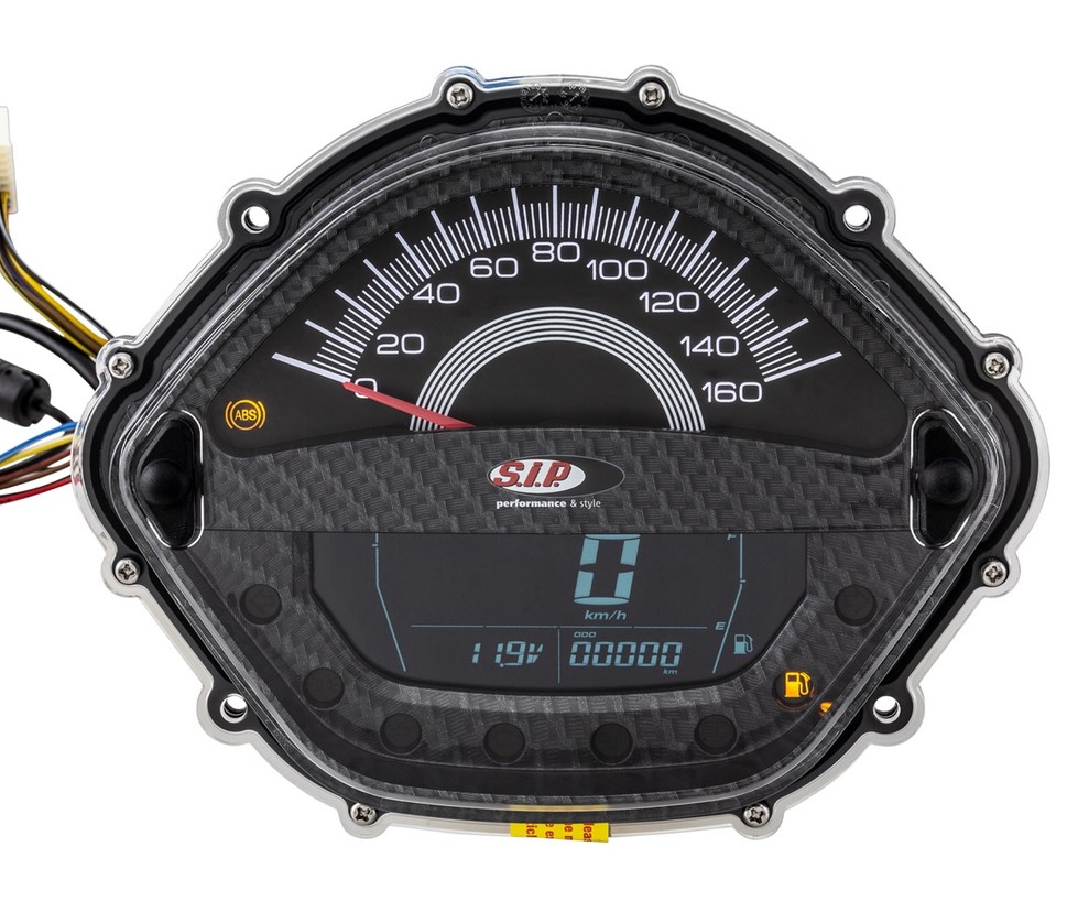 Toerenteller/snelheidsmeter voor Vespa GT/GT L 125/200cc/ GTS 125cc, carbon-look