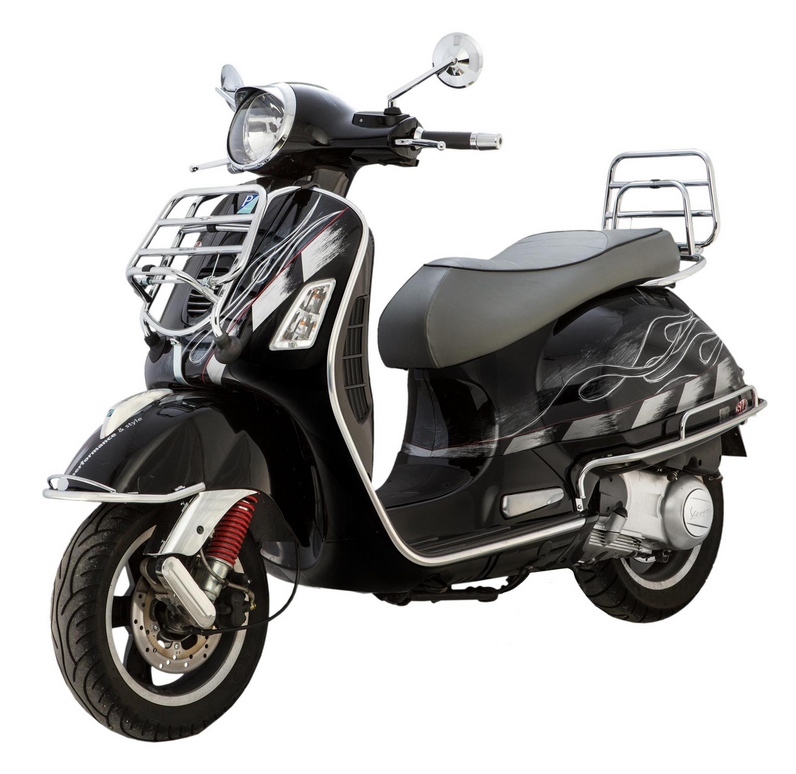 Bagagerek achteraan voor Vespa GTS /GTS Super /GTV /GT 60, 125-300cc, opvouwbaar, chroom