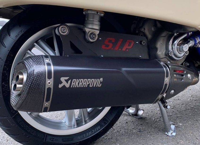 Uitlaatsierstuk swing arm voor Vespa GTS/GTS Super/GTV/GT 60/GT/GT L, roestvrij staal zwart
