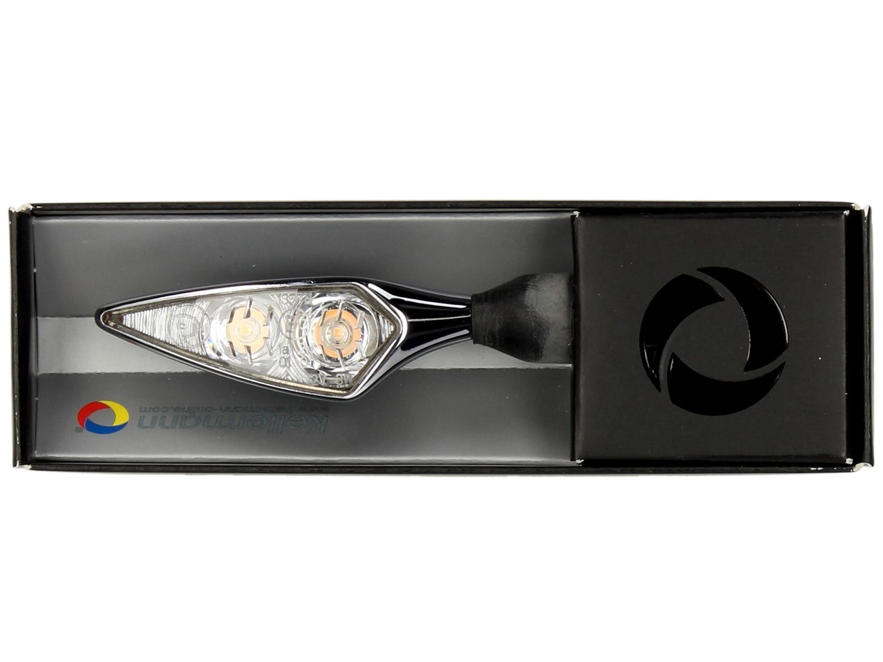 Kellermann indicator, Rhombus Extreme, staal, LED, VR/HL, 12 V, glanzend chroom, M8x20, E-goedgekeurd