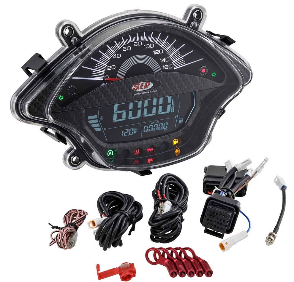 Toerenteller/snelheidsmeter voor Vespa GTS/GTS Super 300cc FL ('14-), carbon-look