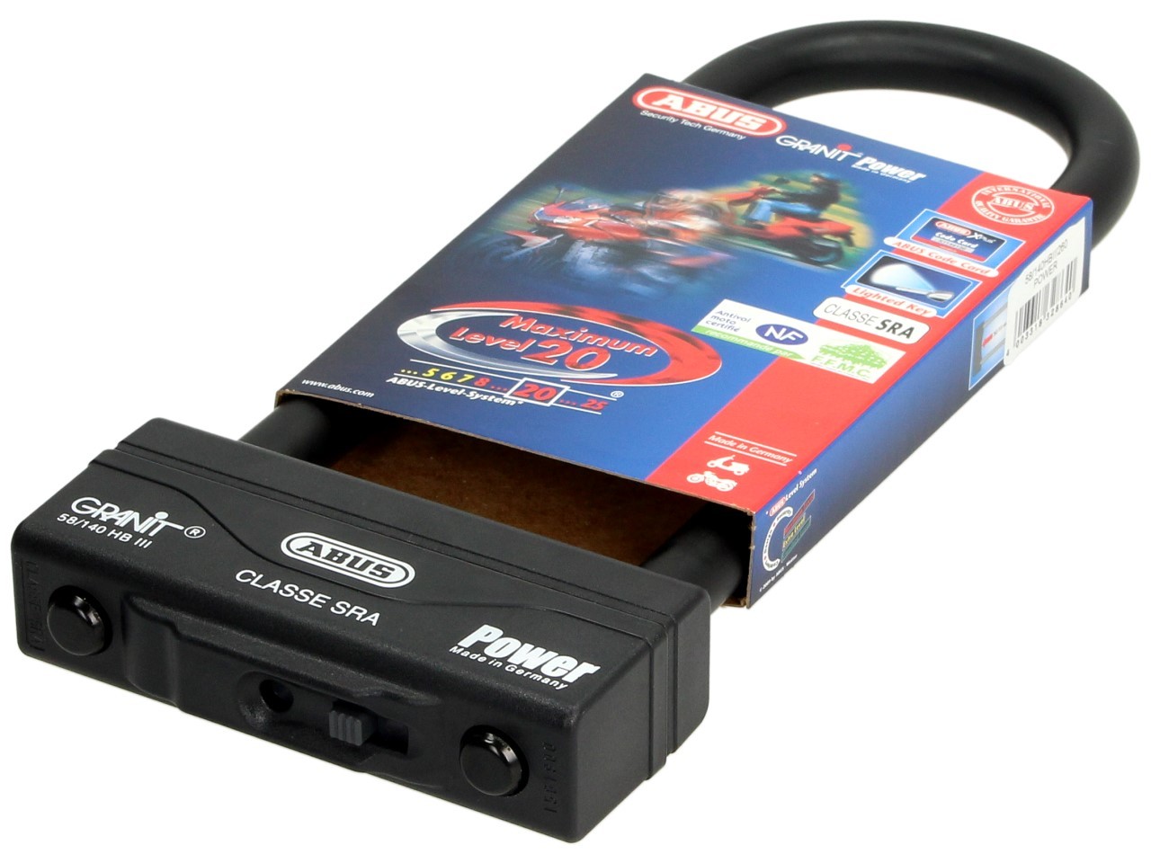 ABUS U-slot 260x83 Granit Power 58 voor motorfiets, scooter & Vespa