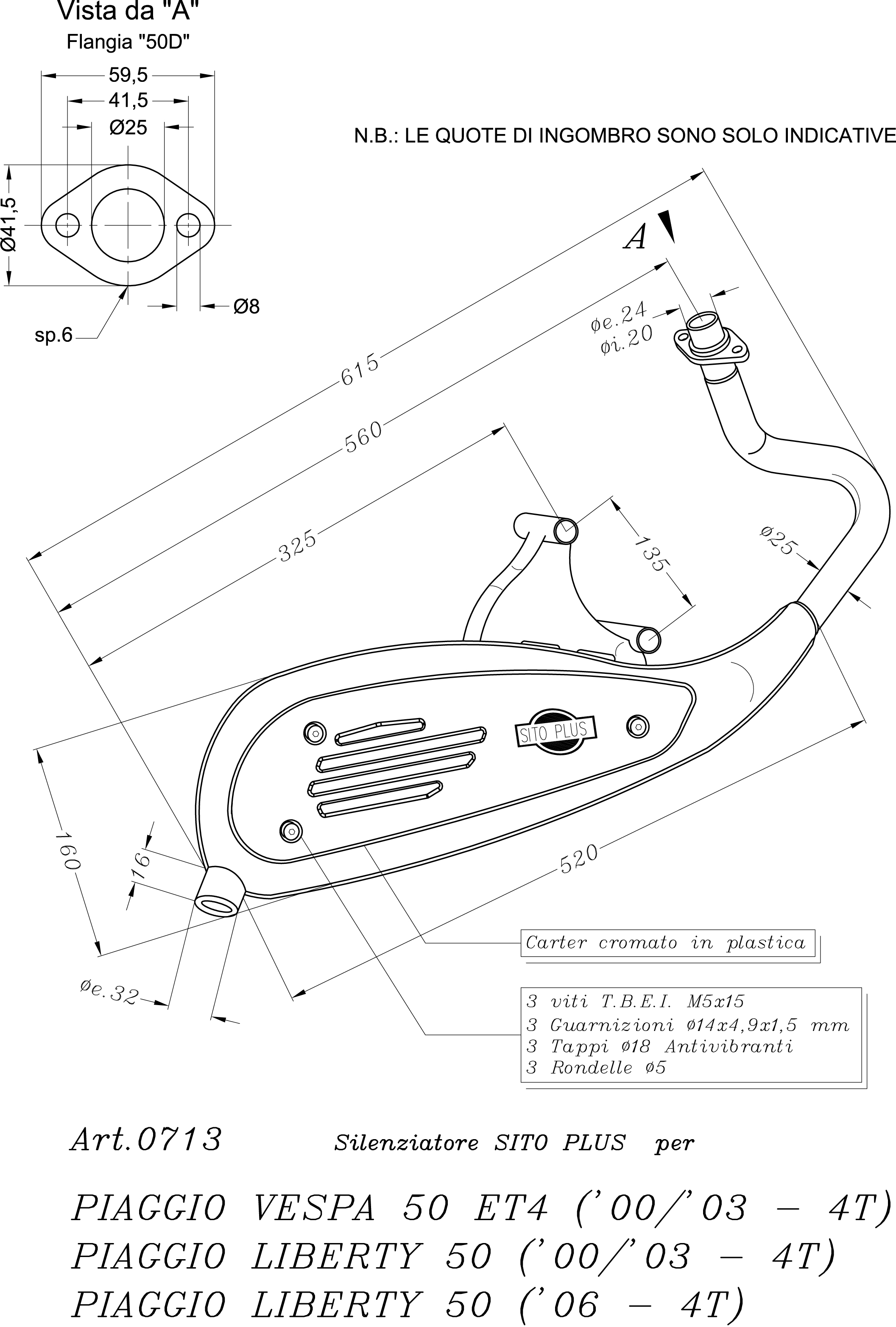 Sito / LeoVince uitlaatsysteem Sito Plus, staal voor Piaggio / Vespa